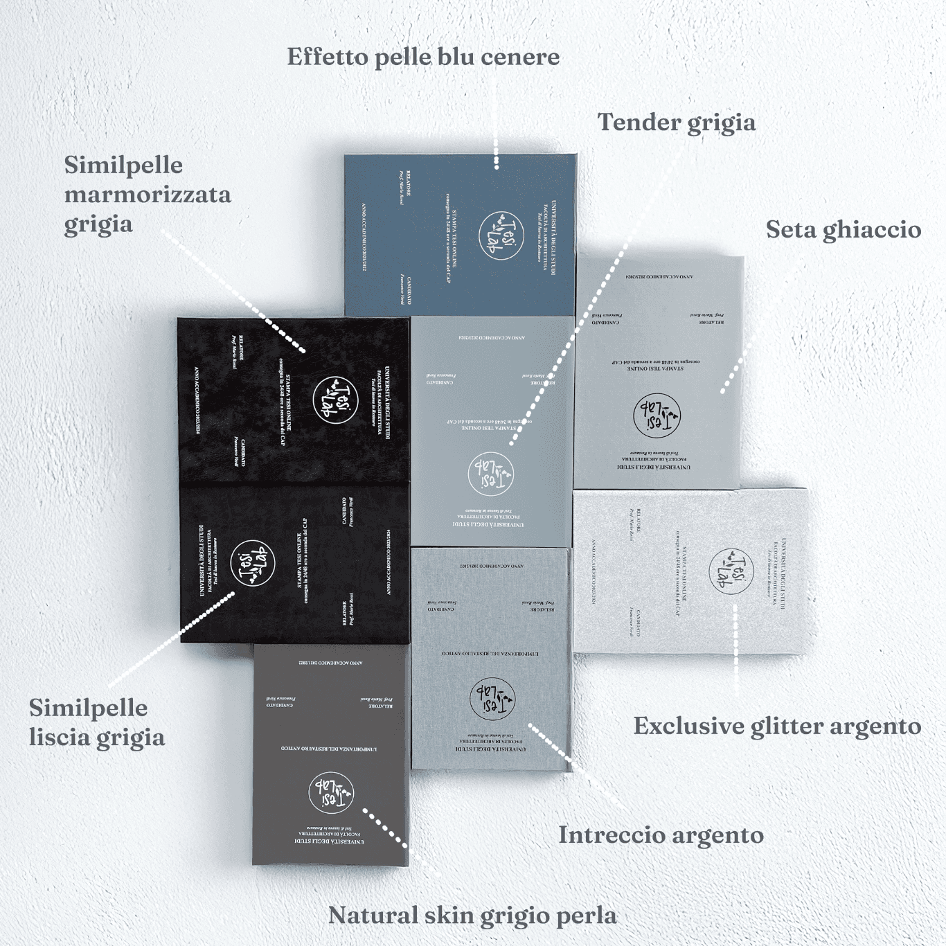 Copertina tesi grigio argento